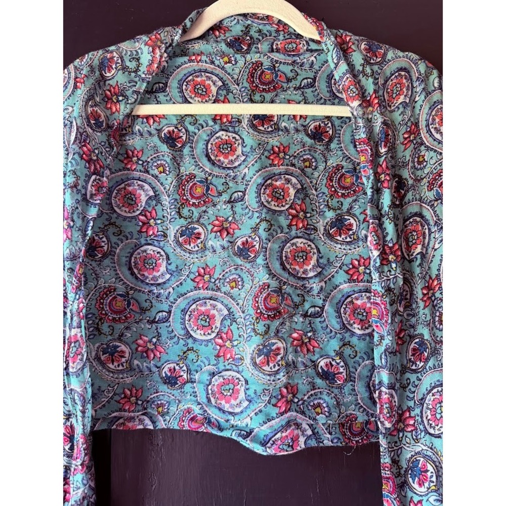 Womens Turquoise Paisley Floral Medallion Scarf Wrap Eyelash Fringe Boho Multi - Picture 3 of 9